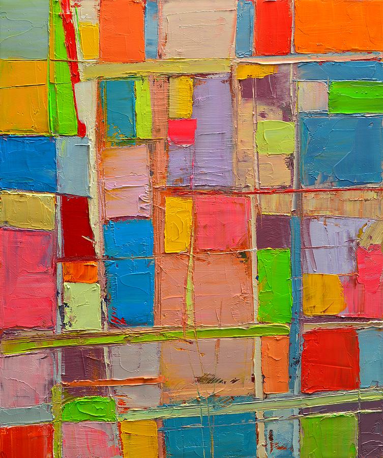 Colorful Spring Mood - Abstract Expressionist Composition Painting by Ana Maria Edulescu