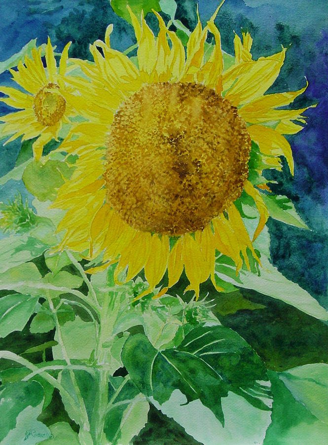 Colorful Sunflowers Watercolor Original Sunflower Art Painting by K