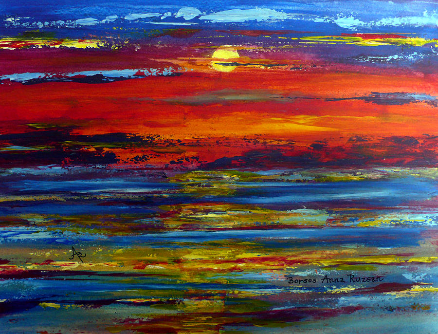 Colorful Sunset Painting by Anna Ruzsan