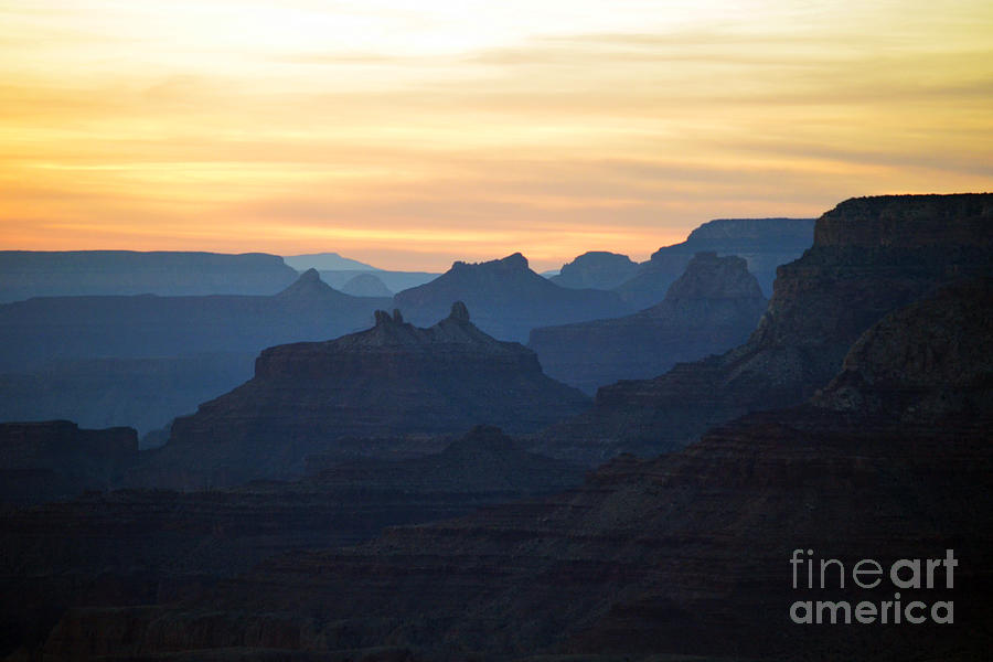 Colorful Sunset Twilight over Silhouetted Spires in Grand Canyon National Park Photograph by Shawn OBrien