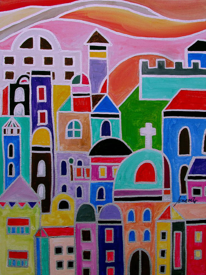 Colorful Town Of Guanajuato Mexico Painting by Pristine Cartera Turkus