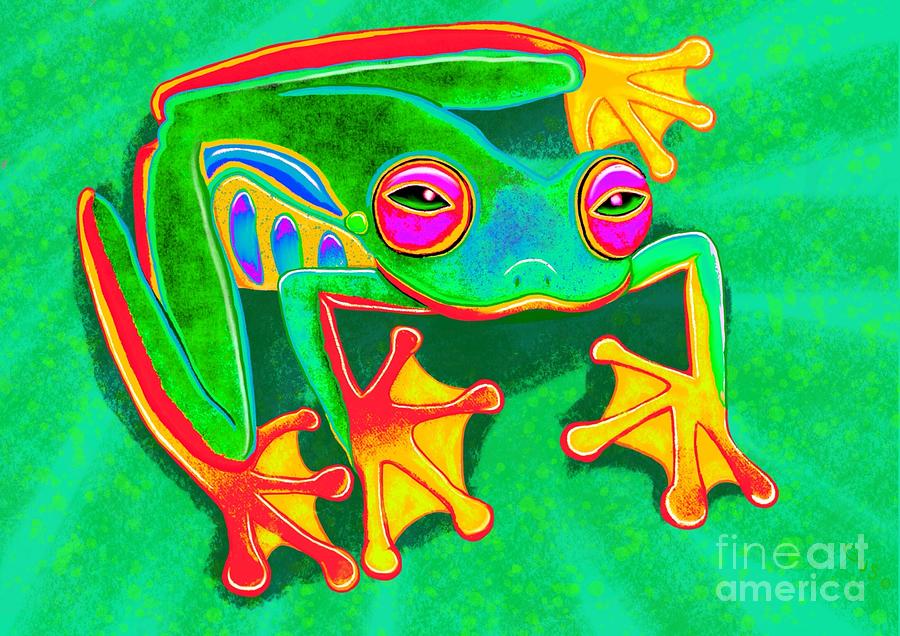 Colorful Tree Frog Painting by Nick Gustafson