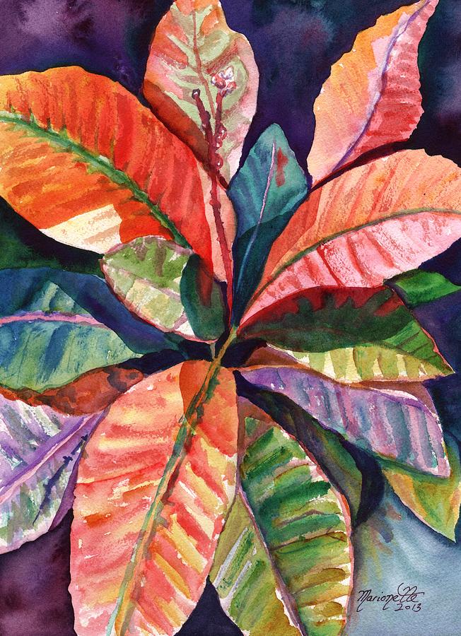 Colorful Tropical Leaves 1 Painting by Marionette Taboniar