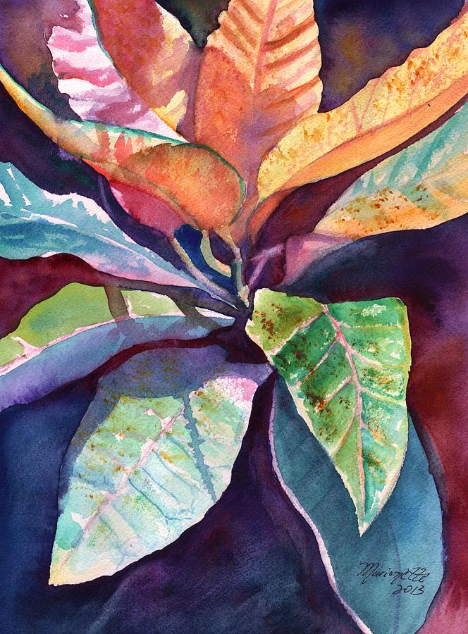 Colorful Tropical Leaves 3 Painting by Marionette Taboniar