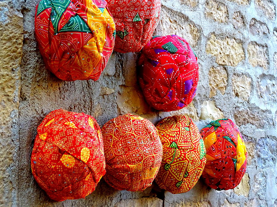 Summer Photograph - Colorful Turbans For Sale Rajasthan India by Sue Jacobi