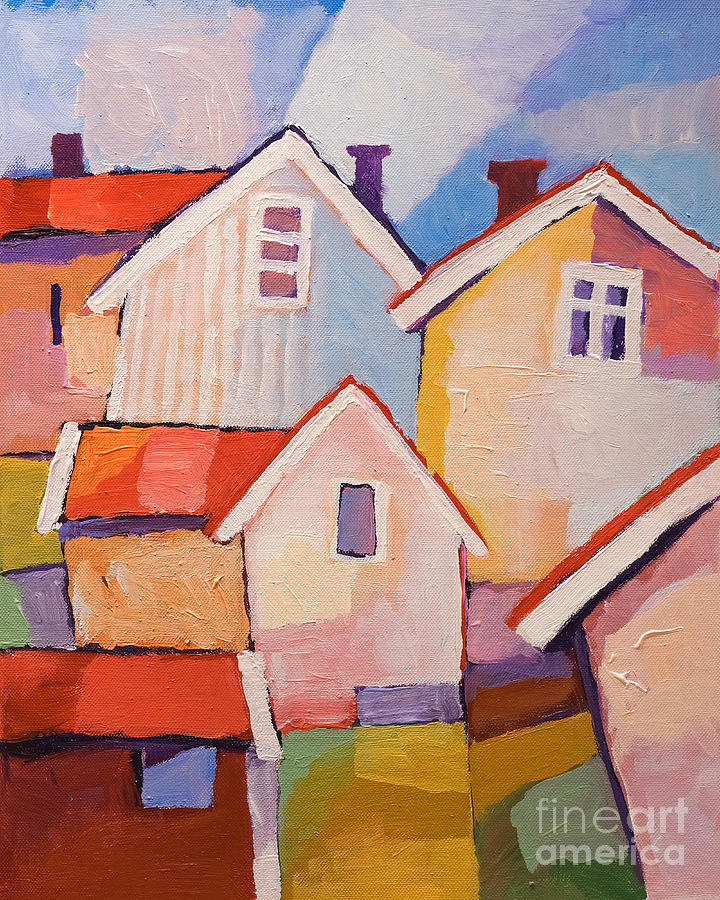 Sunny Village Painting by Lutz Baar