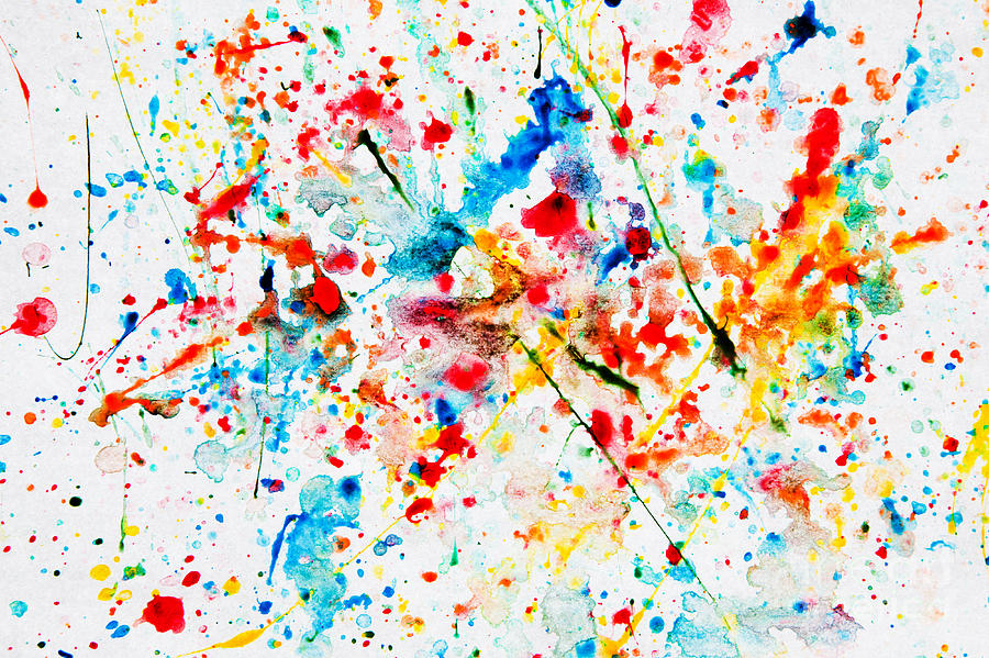 Colorful watercolor splash on white paper Photograph by Michal Bednarek