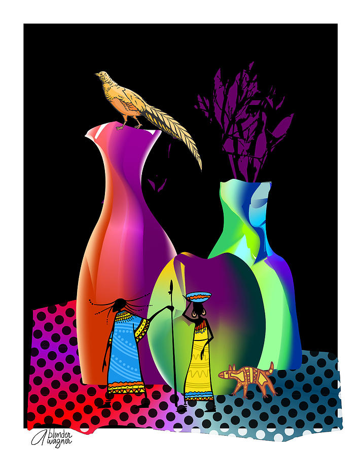 Colorful Whimsical Stll Life Digital Art by Arline Wagner
