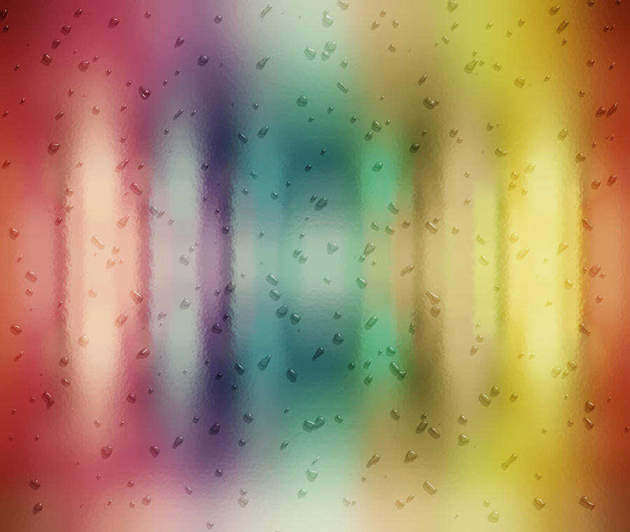 Colorful Window With Raindrops View digital painting Painting by Georgeta Blanaru