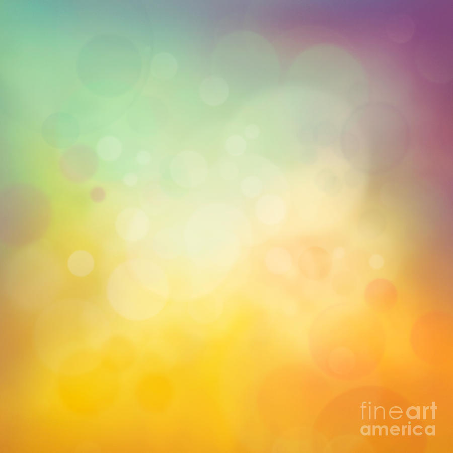 Summer Digital Art - Colorful yellow bokeh background by Mythja Photography