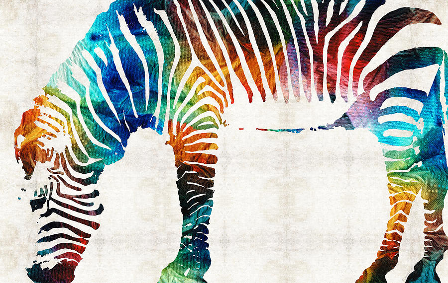 Zebra Painting - Colorful Zebra Art by Sharon Cummings by Sharon Cummings
