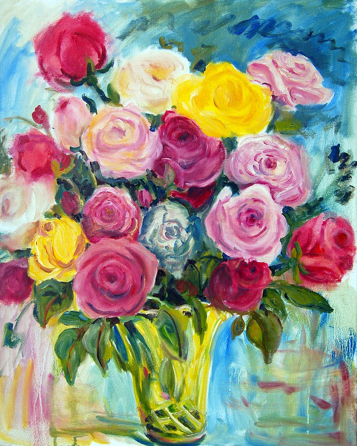 Colorfull Roses Painting by Ingrid Dohm