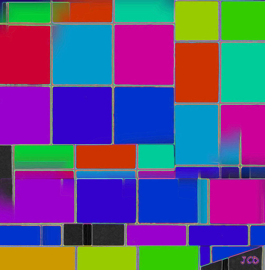 Geometric Digital Art - Colors And Squares by Jean-Claude Delhaise