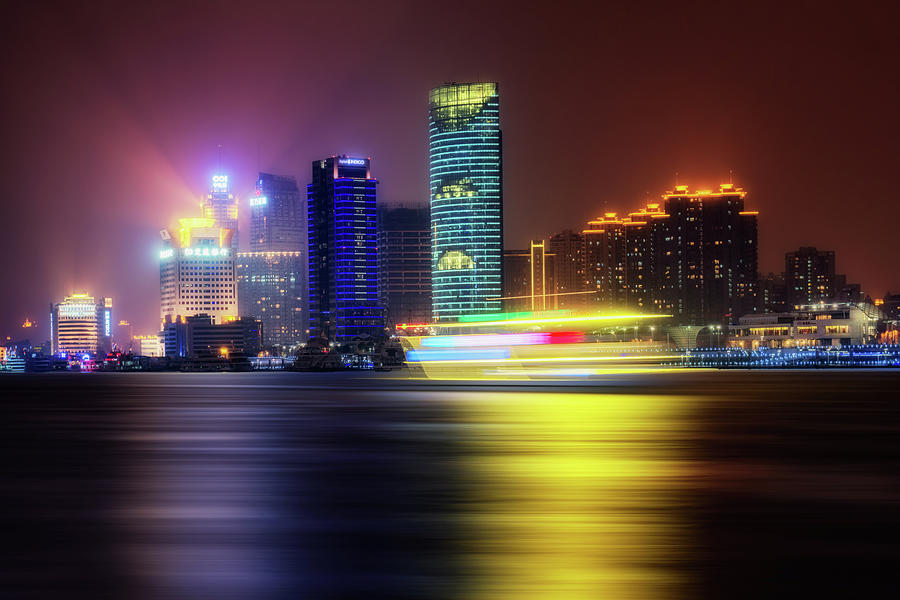 Colors Of Huangpu At Night Photograph by Andy Brandl