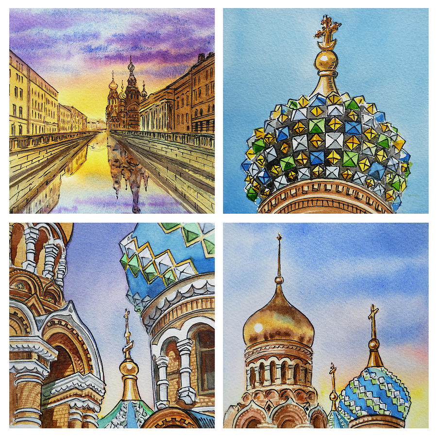 Sunset Painting - Colors Of Russia Church of Our Savior on the Spilled Blood  by Irina Sztukowski