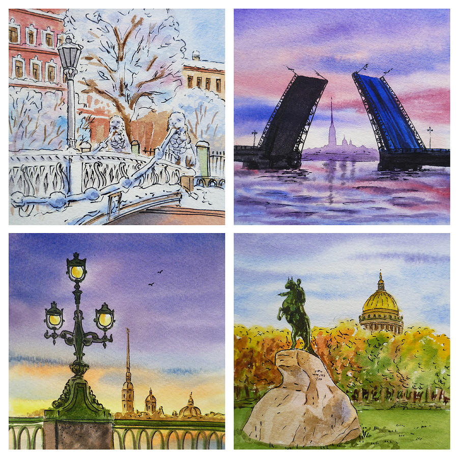 Colors Of Russia Saint Petersburg Painting by Irina Sztukowski