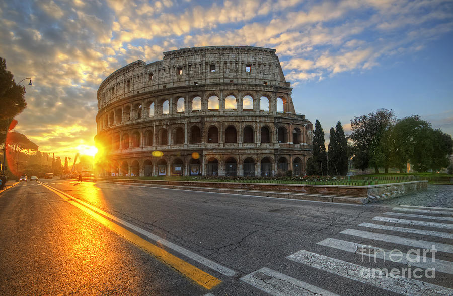 Colosseo Golden Sunrise Photograph by Yhun Suarez