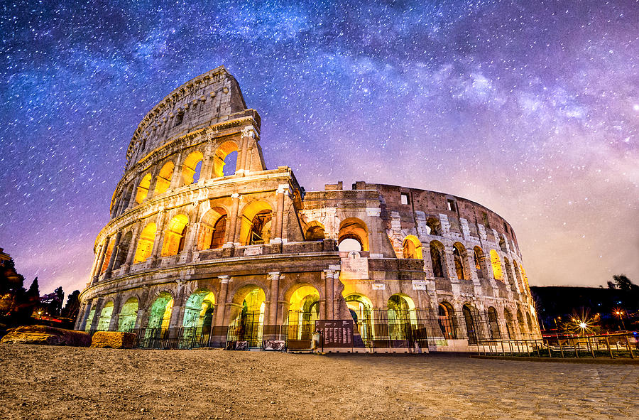 Colosseo roma coliseum colosseum rome no people exterior night milkyway Photograph by Eloi_Omella