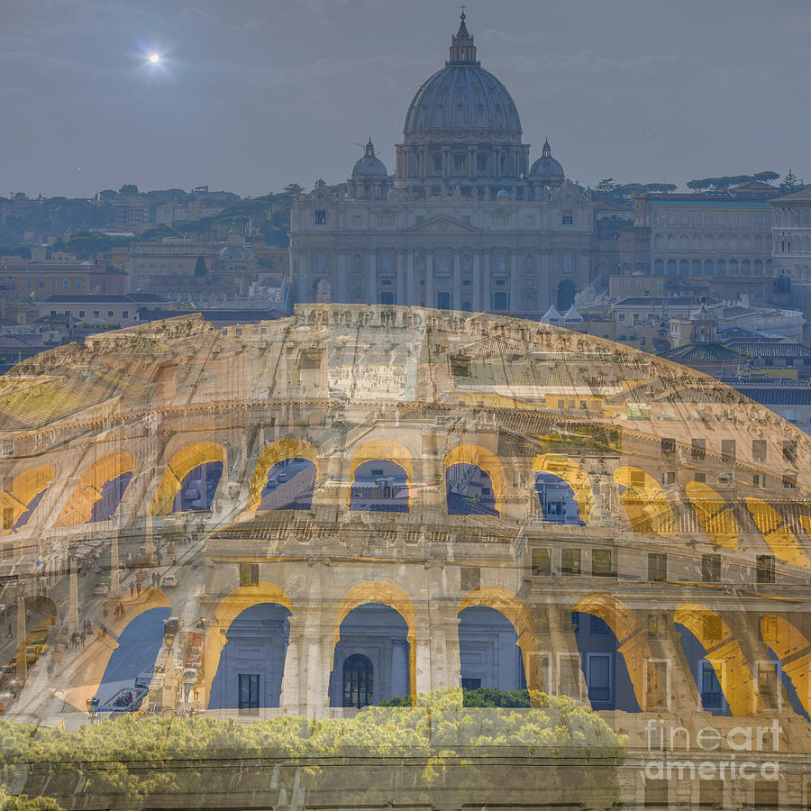 Colosseum and Vatican city Photograph by Mats Silvan