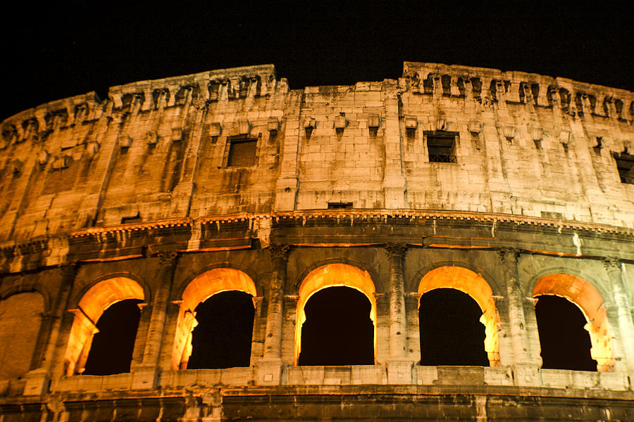 Colosseum at Night Photograph by Rob Tullis