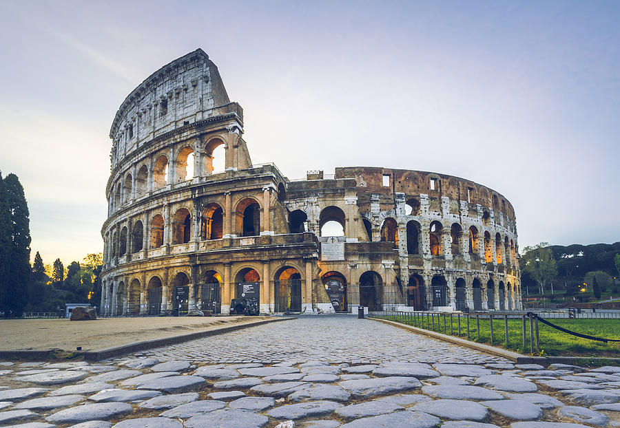 Colosseum (Colosseo) and Via Sacra. Rome, Italy. Photograph by © Marco Bottigelli