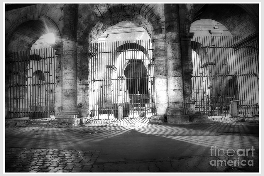 Black And White Photograph - Colosseum Lights - monocrome by Stefano Senise Black And White Photograph - Colosseum Lights - monocrome by Stefano Senise