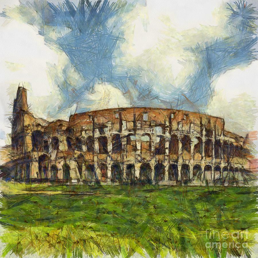 Colosseum pencil Drawing by Sophie McAulay