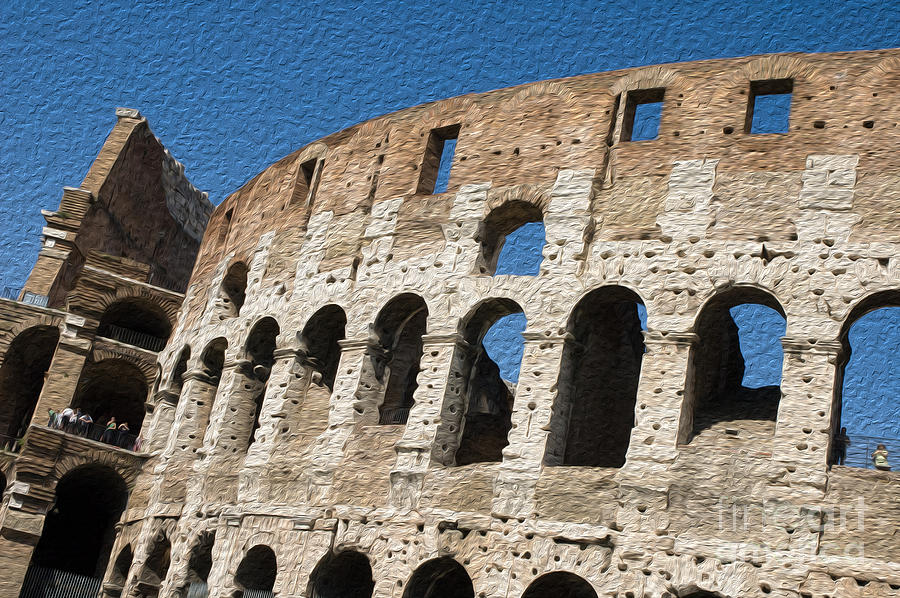 Colosseum Rome Oil painting effect Photograph by Peter Noyce