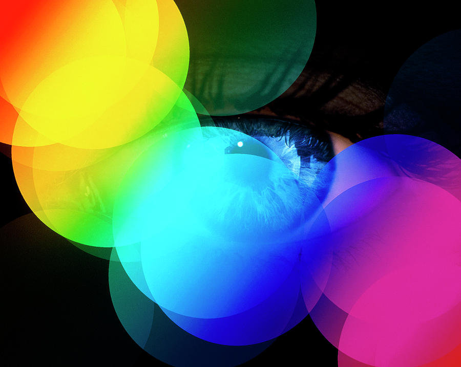Colour Vision: Spectrum Of Light Circles And Eye Photograph by Mehau Kulyk/science Photo Library