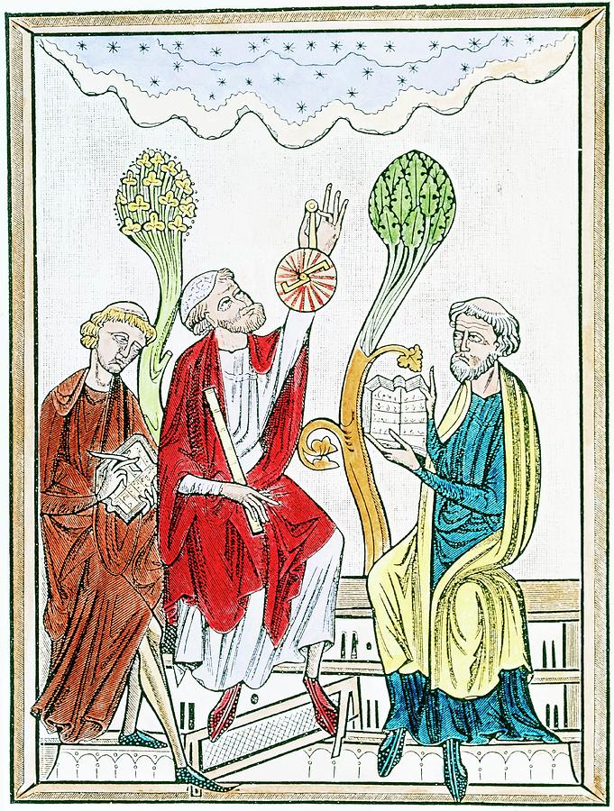 Coloured Artwork Of 13th Century Astronomy Lecture Photograph by Science Photo Library
