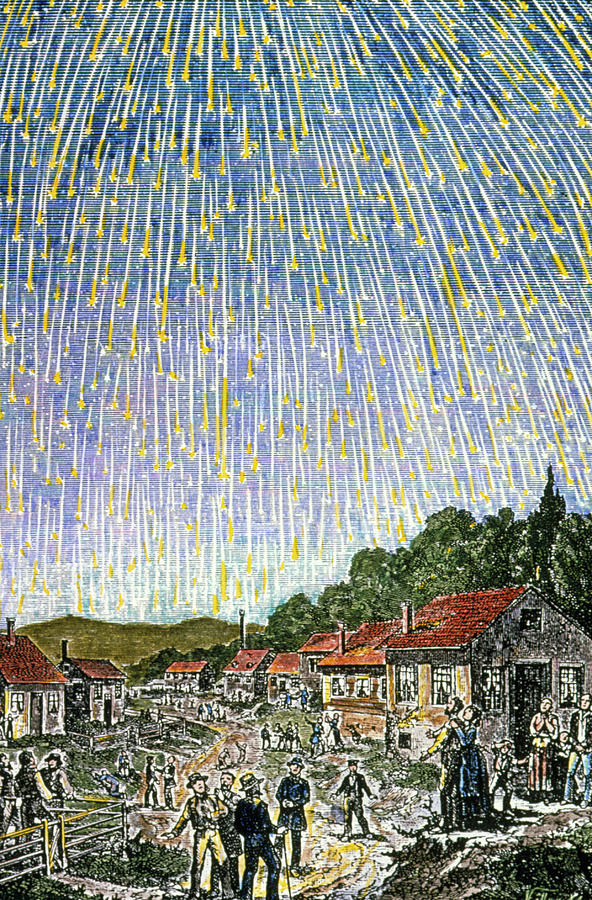 Coloured Artwork Of Leonid Meteor Shower Of 1833 Photograph by Science Photo Library