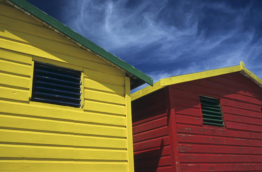 Cabin Photograph - Coloured Beach Huts by Maria Heyens