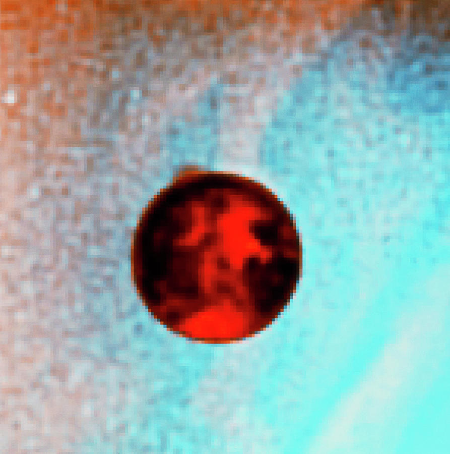 Coloured Hubble Image Of A Volcanic Plume On Io Photograph by Nasa/esa/stsci/j.spencer, Lowell Obs./ Science Photo Library