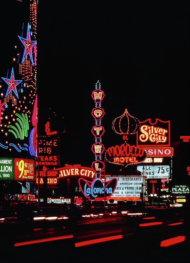 Coloured Lights In Las Vegas Streets Photograph by Alex Bartel/science Photo Library