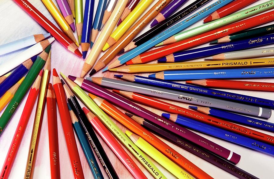 Still Life Photograph - Coloured Pencils by Patrick Landmann/science Photo Library