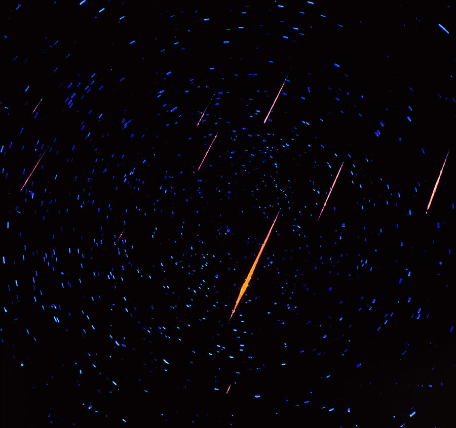 Coloured Photograph Of Leonid Meteor Shower Photograph by Steven Jay/science Photo Library