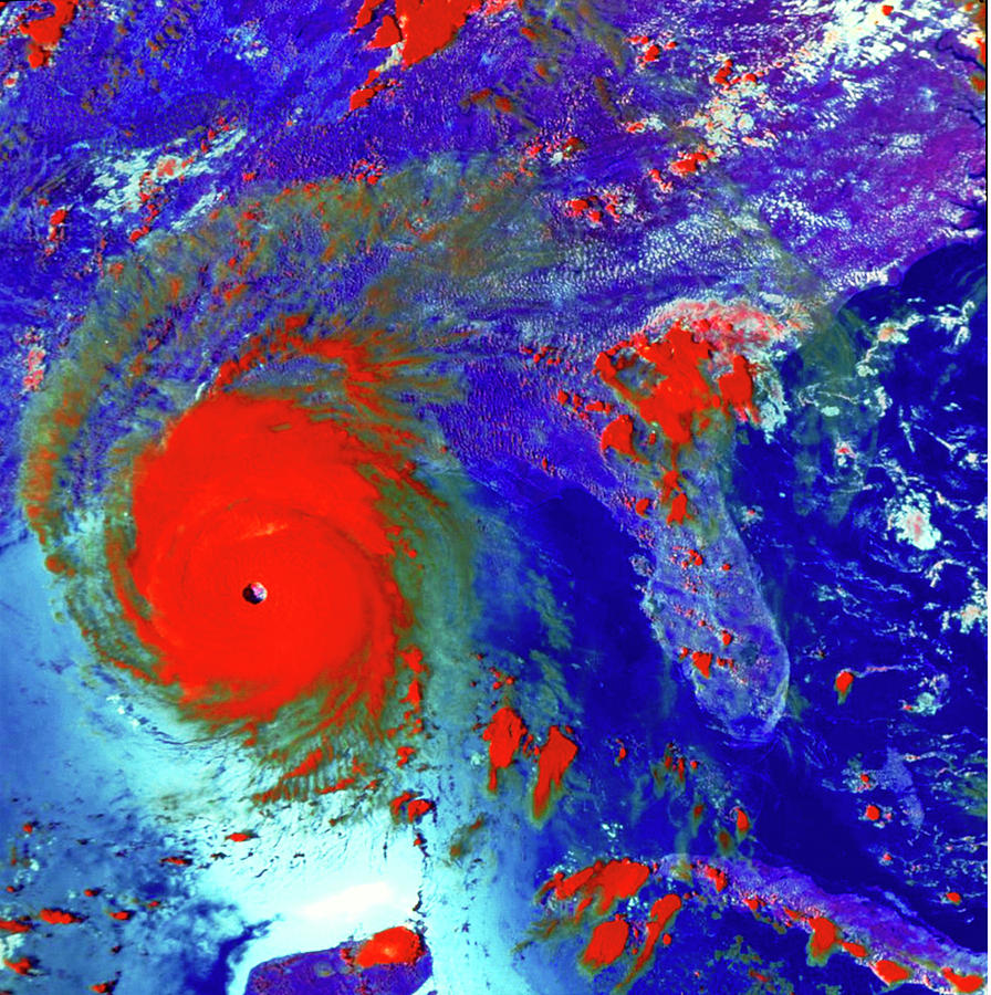 Coloured Satellite Image Of Hurricane Andrew Photograph by Nasa/science Photo Library