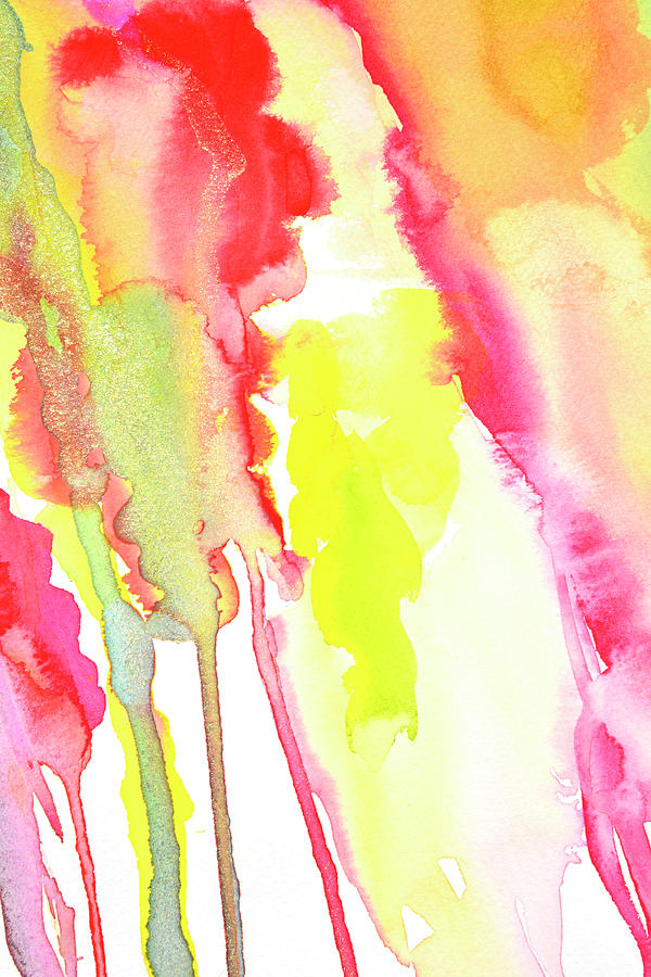Colourfu Watercolour Runs And Drips On Photograph by Kathy Collins