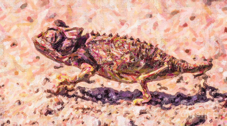 Colourful chameleon Digital Art by Liz Leyden