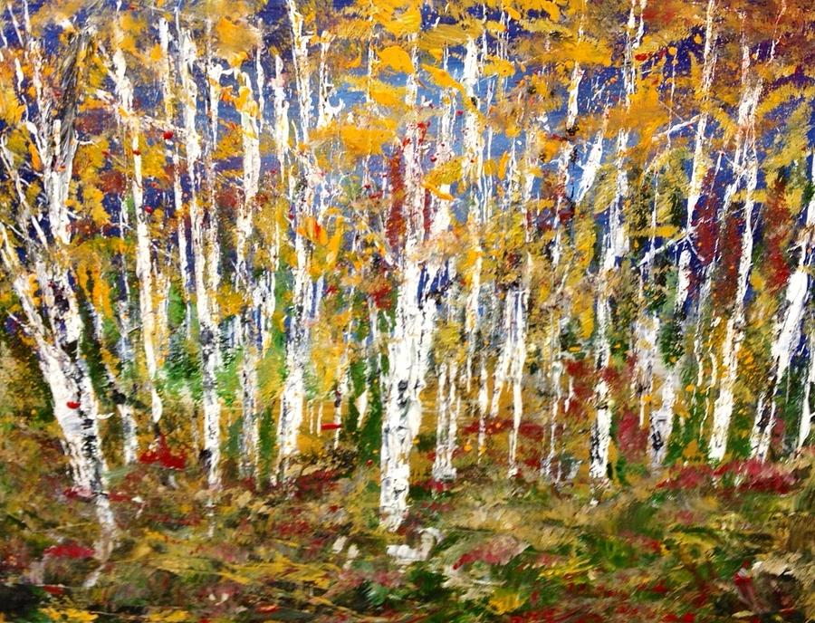 Colourful Cluster of Aspens No. 1 Painting by Desmond Raymond