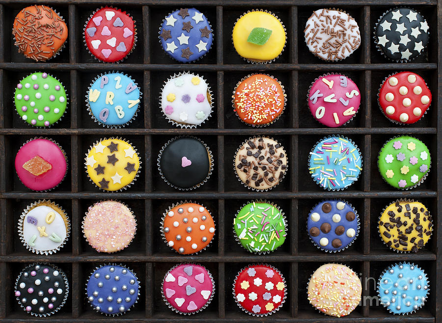 Pattern Photograph - Colourful Cupcakes  by Tim Gainey