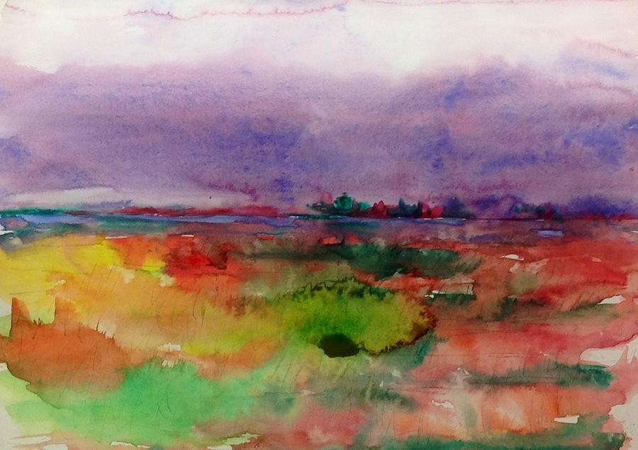 Colourful Hazy Summer Field Painting by Desmond Raymond