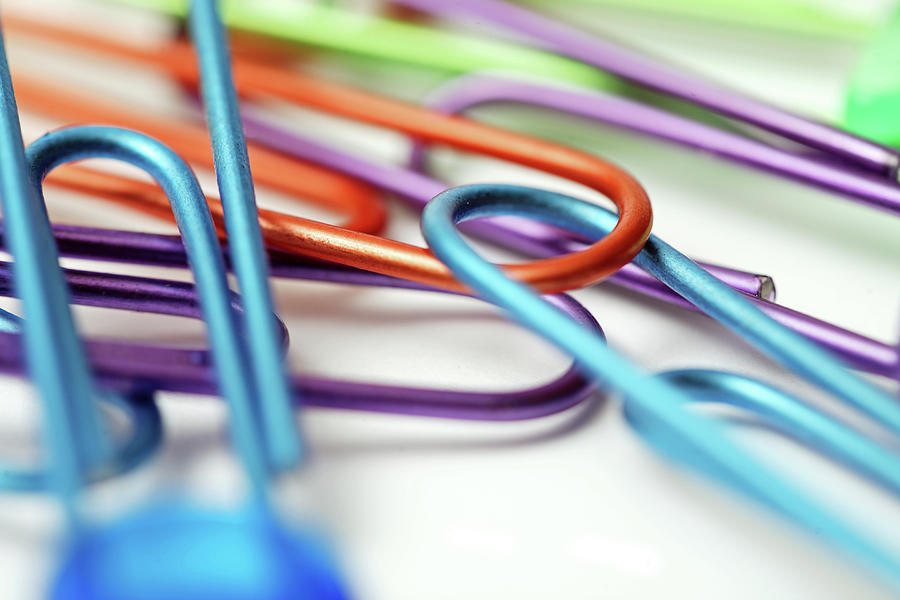 Colourful Paper Clips, Close Up Photograph by Visage