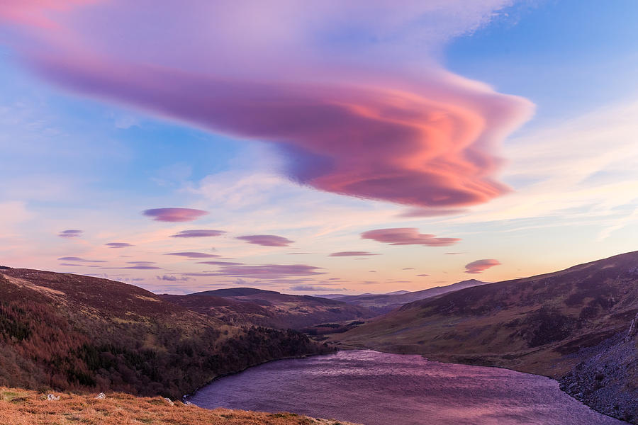 Colourful sunset over Guinness Lake in Wicklow Photograph by Semmick Photo