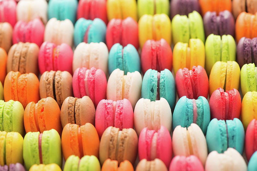 Colourful Tasty Macaroons In A Row Photograph by Omega77