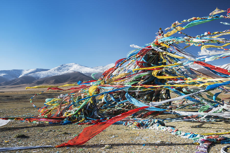 Flag Photograph - Colourful Tibetan Prayer Flags _lung by Sergey Orlov