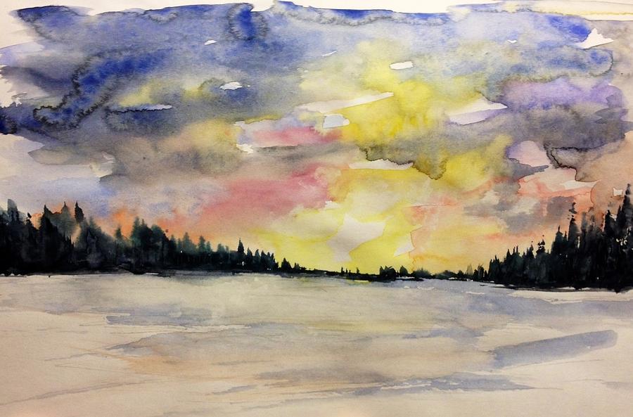 Colourful Winter Sunrise Painting by Desmond Raymond