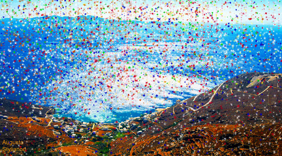 Colourfull Starry Landscape Digital Art by Augusta Stylianou