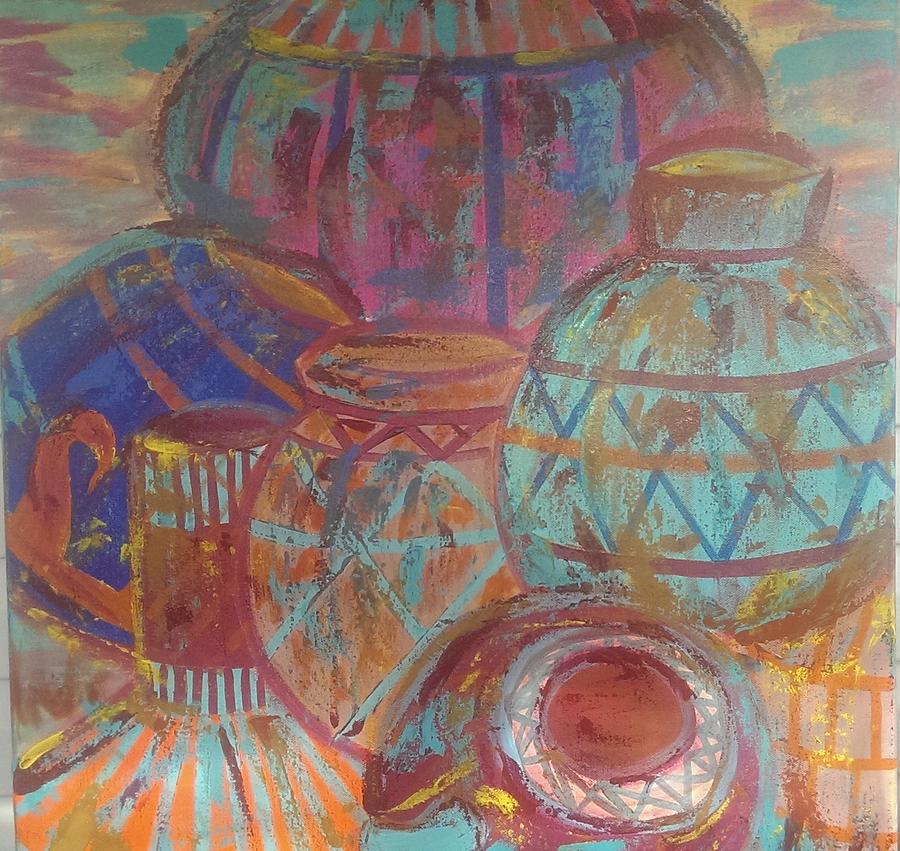 Pot Painting - Colours of Santa Fe 3 by Judi Goodwin