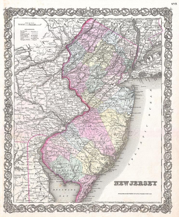 Colton Map of New Jersey Photograph by Paul Fearn